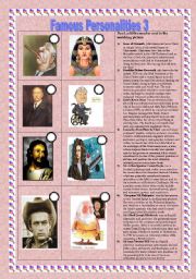 English Worksheet: Famous personalities part 3 (07.11.2010)