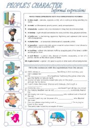 English Worksheet: Peoples Character - informal expressions