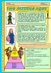 English Worksheet: THE MIDDLE AGES FOR CHILDREN. 4 PAGES WITH ACTIVITIES