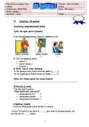 English Worksheet: mid-term test n1 (9th grade)