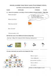 English Worksheet:  an exam for the 6th grades