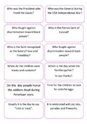 English Worksheet: Holidays in Usa 48 QUESTIONS
