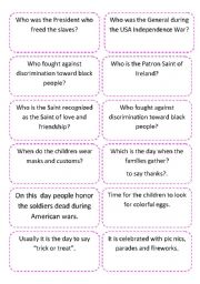English Worksheet: Holidays in Usa 48 QUESTIONS