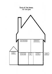English Worksheet: Parts of the House: cut and glue