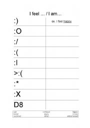 English Worksheet: matching feelings to emoticons worksheet