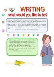 English Worksheet: WRITING: What would you like to be?