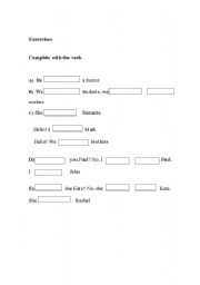 English worksheet: VERB TO BE