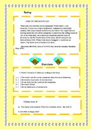 English Worksheet:  reading:Fire on  mountain