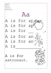 English worksheet: ABC handwriting