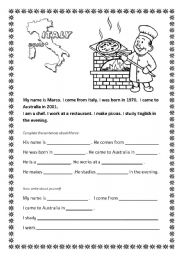 English Worksheet: My name is Marco