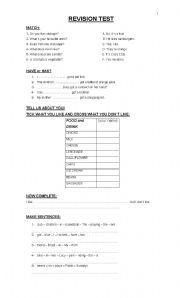 English worksheet: REVISION TEST 