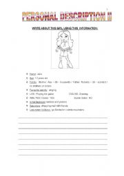 English worksheet: DESCRIPTION II