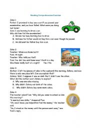 English Worksheet: Reading Comprehension Exercise