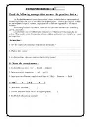 English worksheet: comprehention