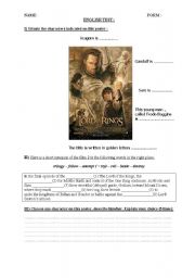 English worksheet: Lord of the Rings poster test