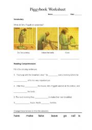 English Worksheet: Piggybook Worksheet
