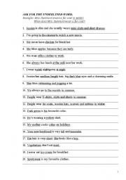 English Worksheet: ASK FOR THE UNDERLINED WORD - Clothes & Food, Present Simple