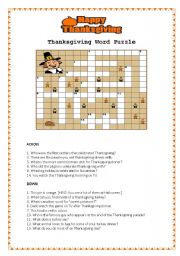 English Worksheet: Thanksgiving