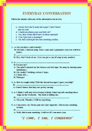 English worksheet: Everyday Conversation Which We Often Use