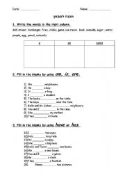 English Worksheet: A/An/Some, To Be, To Have, Pronouns, Capital Letters