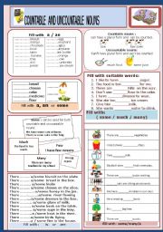 English Worksheet: COUNTABLE AND UNCOUNTABLE NOUNS