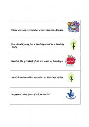 English worksheet: Health proverbs