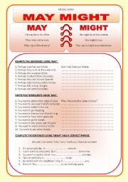 English Worksheet: Modal verbs - MAY / MIGHT