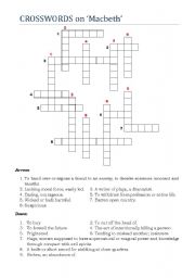 English worksheet: Crosswords on Macbeth