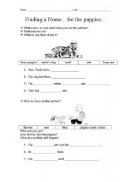 English worksheet: Finding a home...