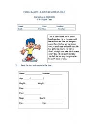 English Worksheet: test about body, phisical description and verb have got