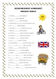 English Worksheet: PRESENT SIMPLE (REINFORCEMENT WORKSHEET)