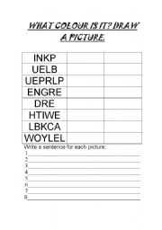 English Worksheet: Scrambled Colours