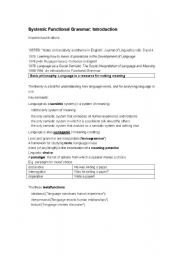 English Worksheet: Systemic functional Grammar