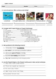 English Worksheet: Present simple / Present continuous