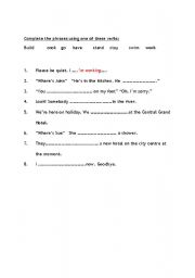 English Worksheet: Present continuous gap fill exercise
