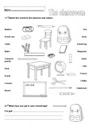 English Worksheet: The classroom