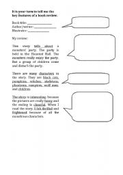 English worksheet: book review template