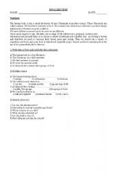 English Worksheet: Nutrients