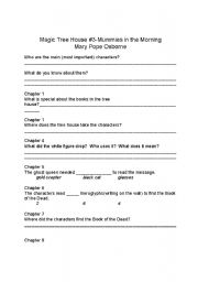 English worksheet: Magic Tree House #3 Mummies in the Morning