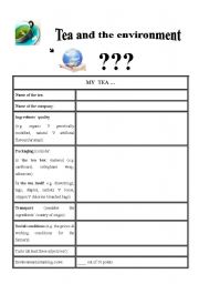 English Worksheet: Tea and the environment