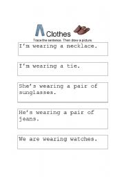 English worksheet: Clothes, necklace, tie, sunglasses, watches