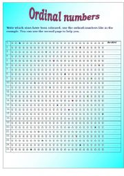 English worksheet: Ordinal numbers