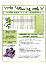 English Worksheet: Verbs (A)...A list of verbs classified by their beginning sounds.