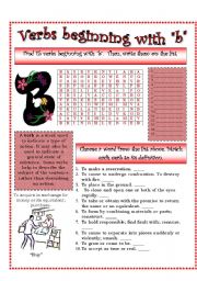 English Worksheet: Verbs (B)...A list of verbs classified by their beginning sounds.