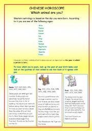 English Worksheet: Chinese Horoscope