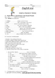 English Worksheet: Simple present 