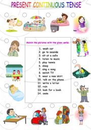 present continuous tense (two pages)