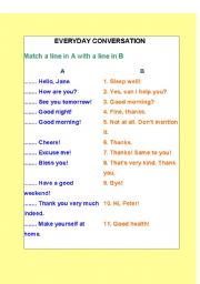 English worksheet: Everyday Conversation Which We Use Daily