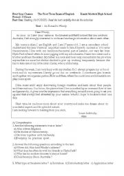 English Worksheet: First term exam ( 1st year secondary school pupils)