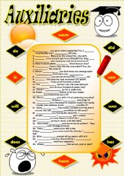 English Worksheet: AUXILIARY VERBS: PRACTICE